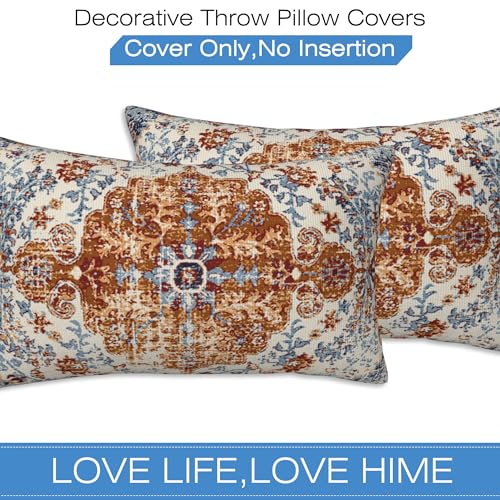 Ethnic Boho Throw Pillow Covers Set of 2 Rug Boho Style Ethnic Design Pillow Covers 20x12 Inch Modern Farmhouse Home Decorative Pillow Cases Cushion Cover for Sofa Living Room Office - color: Ethnic Boho, size: 20" x 12" (Pack of 2)