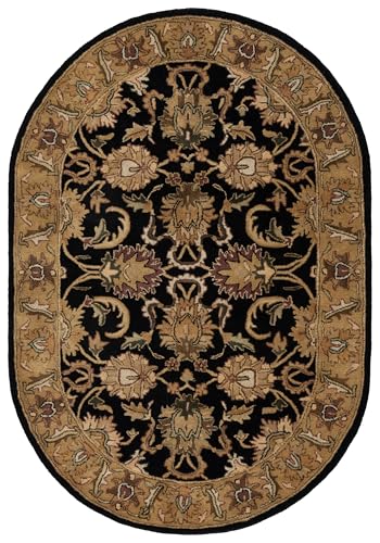 SAFAVIEH Classic Collection 4'6" x 6'6" Oval Black / Gold CL252A Handmade Traditional Oriental Premium Wool Area Rug - size: 4'6" x 6'6" (Oval)