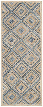 SAFAVIEH Cape Cod Collection Runner Rug - 2'3" x 16', Natural & Blue, Handmade Flat Weave Diamond Braided Jute & Denim, Ideal for High Traffic Areas in Living Room, Bedroom (CAP354A) - color: Natural/Blue, size: 2'3" x 16' (Runner)