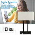 Bedside Touch Control Table Lamp with Dual USB Charging Ports 1 AC Outlet, 3 Way Dimmable Modern Nightstand Lamp with Cream Fabric Shade, Desk Lamp for Bedroom Living Room Office with 5000K LED Bulb - color: Cream