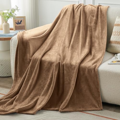 KMUSET Brown Fleece Throw Blanket for Couch - Warm Cozy Soft Lightweight Blankets All Seasons Suitable 50 x 60 inches - color: Brown, size: Throw(50"x60")