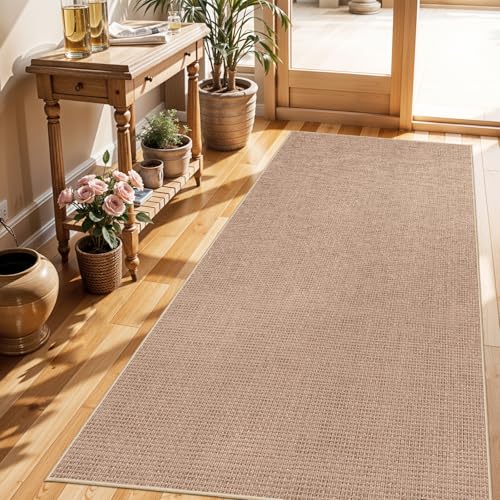 3x6 Kitchen Runner Rug Washable Non Slip: Solid Color Pattern Faux Jute Rug - Thin Easy Clean Indoor Farmhouse - Boho Rugs for Entryway Kitchen Hallway Bedroom Modern Home Decor Mat (Beige,3x6) - color: Beige, size: 3' x 6' (Rectangular)