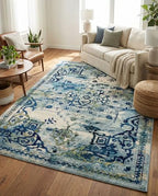 Rugs.com Fleur Collection Rug – 7' x 10' Blue Medium-Pile Rug Perfect for Bedrooms, Dining Rooms, Living Rooms - color: Blue 12, size: 7' x 10' (Rectangular)