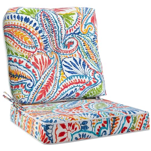 JMGBird Seat/Back Outdoor Chair Cushion Tufted Pillow, Deep Seat Cushion Set 22"x22", Outdoor Cushion for Patio Furniture - color: Clark Blue, size: 22"×22"