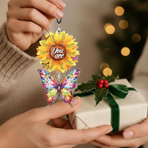 Christian Gifts for Women Birthday, Butterfly Inspirational Gift for Friends, Mom, Sister, Girl, Female Coworker, Christian, God Says You are Sunflower Gifts for Women, Religious Desk Decor - color: 03 - Sunflower Butterfly