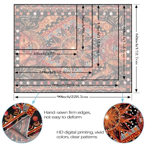 Rexful Orange Sun Star Mandala Tapestry Wall Hanging Indie Hippie Bohemian Wall Tapestries Aesthetic Tapestry for Bedroom Living Room Dorm (Red 2, 48''×36'') - color: Red 2, size: 48''×36''