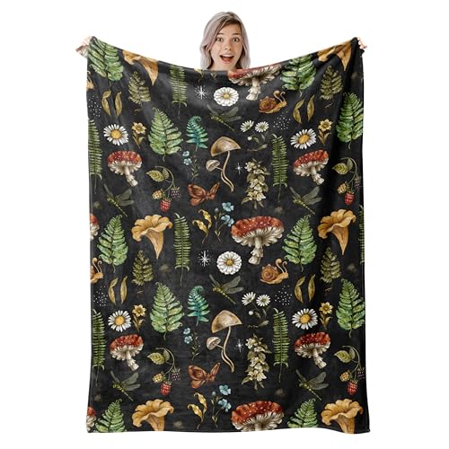 Mushrooms Throw Blanket, 320gsm Fluffy Cozy Soft Warm Plush Lightweight Decorative Blanket Gifts for Women Men Girls Boys Kids Baby, Blankets Quilt for Bed Sofa Chair Couch (50"x40") - color: Mushrooms, size: 50"x40"