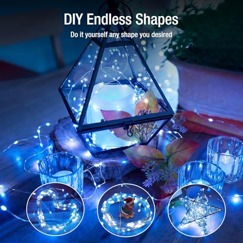 12 Pack Fairy Lights Battery Operated - 7ft 20 Led Twinkle Lights 3 Modes, Bulk Mini String Lights Waterproof for Mason Jars Vases DIY Party Wedding Decoration Christmas -Blue and White - color: Blue and White, size: 12 Pack