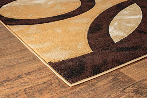 GLORY RUGS Area Rug Modern 8x10 Brown Circles Geometry Soft Hand Carved Contemporary Floor Carpet Fluffy Texture for Indoor Living Dining Room and Bedroom Area - color: Brown, size: 8' x 10' (Rectangular)