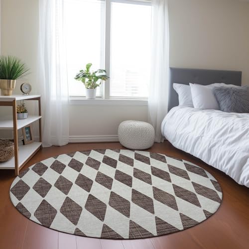 Addison Rugs Chantille ACN578 Brown 8' x 8' Indoor Outdoor Round Rug, Easy Clean, Machine Washable, Non Shedding, Bedroom, Living Room, Dining Room, Kitchen, Patio Rug - color: Brown, size: 8' (Round)