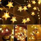 Yummuely Star String Lights 10Ft 20 LED Fairy Lights Battery Operated Waterproof Indoor Outdoor Twinkle Christmas Lights for Bedroom Party Wedding Xmas Tree Decoration (Warm White) - size: Star Lights