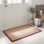 SAFAVIEH Area Rug 2x3 - Natural Fiber Collection - Maize & Burgundy, Sisal, Woven Design with Border (NF141D) - color: Maize/Burgundy, size: 2' x 3' (Rectangular)