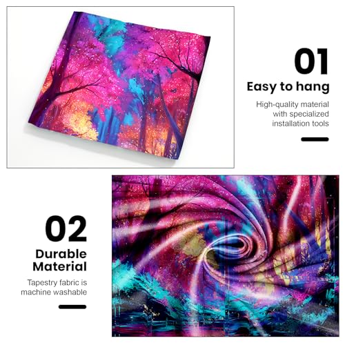 AOHMPT Blacklight Forest Tapestry Trippy Fluorescent Wall Hanging Psychedelic Pink Tree Nature Landscape Glow in the Dark Tapestries for Bedroom Decor, 79x59 In - color: Tree(3), size: 79"L x 59"W