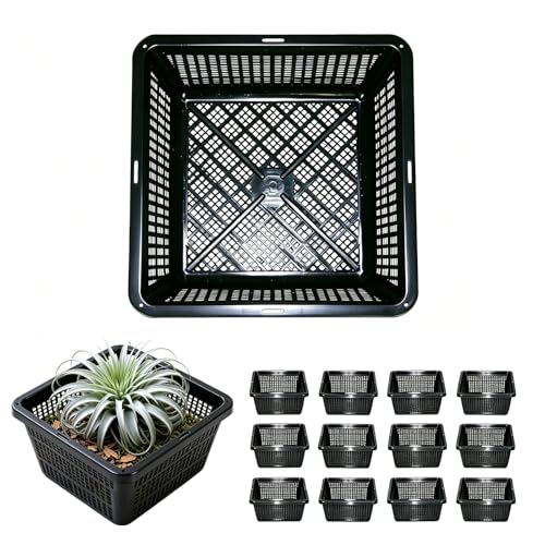 12 Pcs 7 Inch Aquatic Plant Baskets for Hydroponics Water Garden Plant Pots Black Plastic Mesh Basket Square Plastic Mesh Pond Containers for Live Aquarium Plants - style: 7" Square-12 PCS
