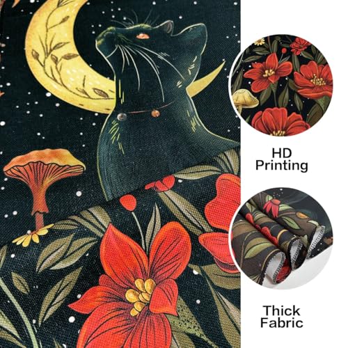 ARTCREATOR Pack of 2 Gothic Wall Decor Whimsical Dark Academia Decor, Black Cat Crow Tapestry Mystical Witchy Moon Vertical Tapestries for Bedroom Aesthetic Alt Room (12.8 x 51.2 inches) - color: Black