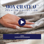 Mon Chateau 60" x 70" Fireside Mélange Throw Blanket, Contrast Stitching Soft Blanket for Queen-Size Bed, Couch, or Sofa, Cozy Home Decor and Stylish Living Room Comfort, Sapphire Veil