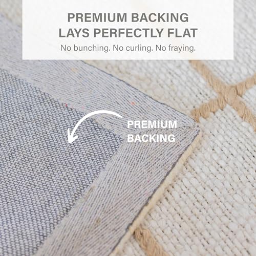 Homespice Faye Jute Geometric Area Rug 4x6' - Cotton Backed Premium Handmade Neutral Plaid Rug for Bedroom and Office, Lays Flat, Won't Fray or Shed, Soft Linen White with Beige Windowpane - color: Faye, size: 4' x 6' (Rectangular)