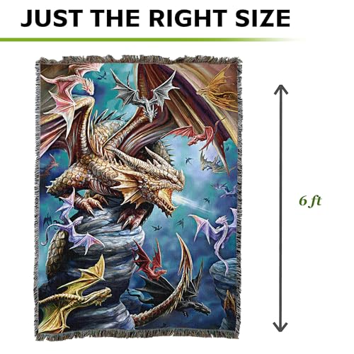 Pure Country Weavers Dragon Clan Woven Blanket by Anne Stokes - Fantasy Gift Cotton Tapestry Throw - Made in The USA - 72" x 54" - color: Clan, size: 72" x 54"