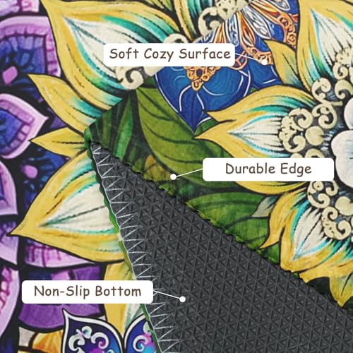 Boho Floral Area Rug 2x3 Colorful Mandala Flower Front Door Mat Low Pile Small Entryway Rugs Washable Non-Slip Indoor Outdoor Farmhouse Throw Carpet for Living Room Bedroom Home Decor - color: Boho Floral