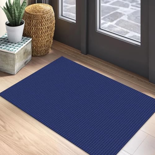 EARTHALL Woven Area Rug 2x3 Ft Washable Rugs for Entryway Braided Non Slip Throw Rugs Door Mat Indoor Outdoor Entrance Small Cotton Woven Carpet for Kitchen Foyer Front Door, Royal Blue/Navy - color: Royal Blue/Navy, size: 2' x 3' (Rectangular)