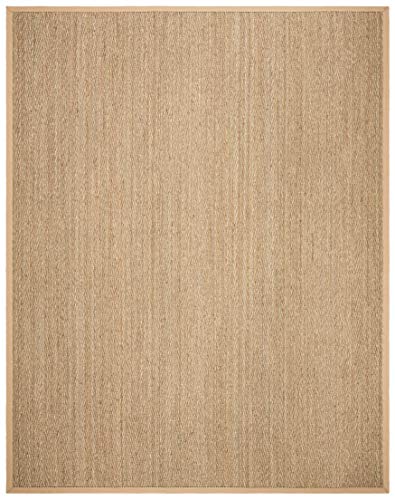 SAFAVIEH Area Rug 10x14 - Natural Fiber Collection - Large - Natural & Beige, Seagrass, Herringbone Pattern with Border (NF115A) - color: Natural/Beige, size: 10' x 14' (Rectangular)
