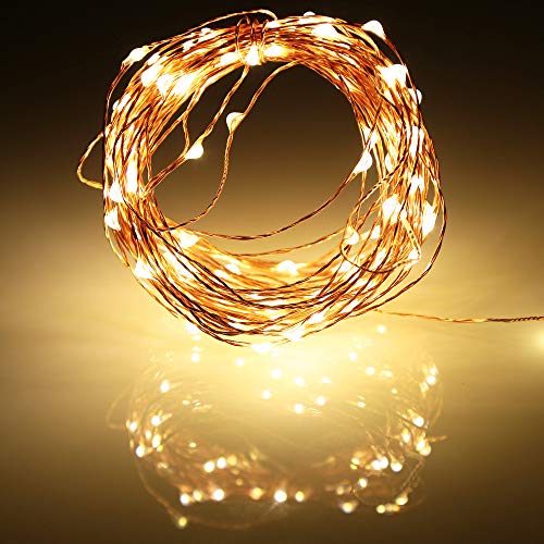 Ariceleo Led Fairy Lights Battery Operated, 1 Pack Mini Battery Powered Copper Wire Starry Fairy Lights for Bedroom, Christmas, Parties, Wedding, Centerpiece, Decoration (5m/16ft Warm White) - color: Warm White, size: 1 Pack