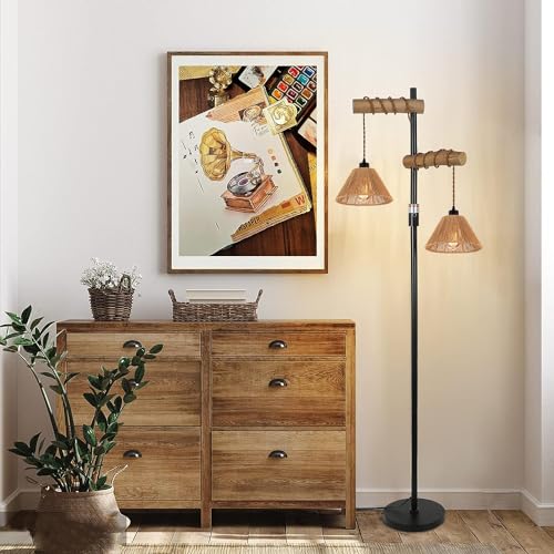 3x Boho Rattan Pendant Lamp Replacement Shade Ceiling Fan Light Bulb Covers Light Shades for Hanging Light Fixtures Shades Only Farmhouse Wicker Woven Lampshade, Ø9.85" x H5.5" - size: Ø9.85"（25cm）