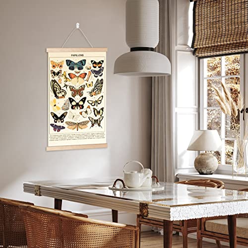 Chenkaiyang 2 Pcs Vintage Butterfly Hanging Poster, Wall Hanging Rustic Retro Wall Art Prints Butterfly Chart Poster for Living Room Decor,18.9 X 11.8 Inch - color: butterflies