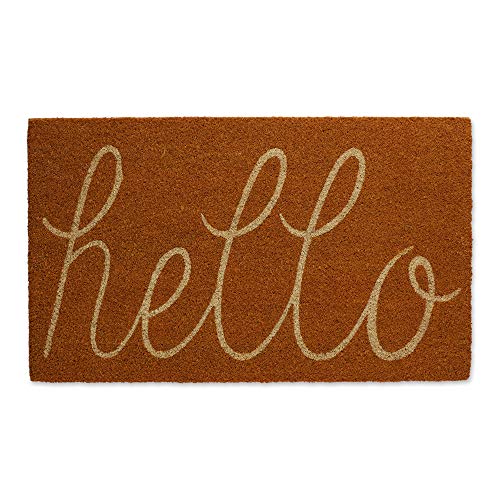 DII Hello Coir Fiber Doormat Non-Slip Durable Outdoor/Indoor, Pet Friendly, 18x30, Pumpkin Spice - color: Pumpkin Spice
