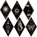 Sintuff 6 Pieces Gothic Wall Decor Boho Sun Moon Phases Wall Art Gothic Minimalist Stars Sun Hanging Wooden Home Decor Farmhouse Pediments for Gallery Living Bedroom Room(Boho) - style: Bohemian