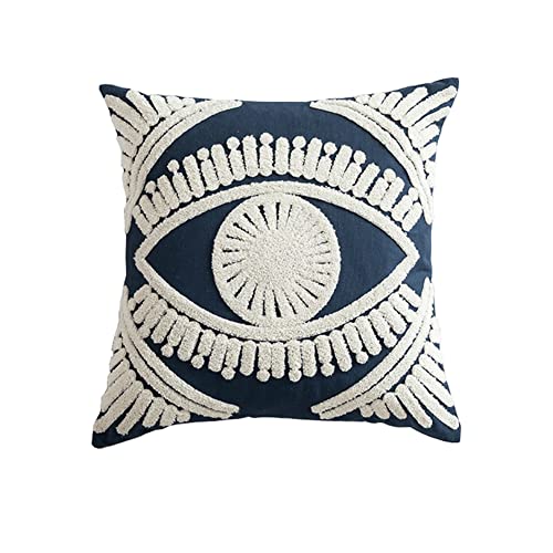 Boho Abstract Tufted Throw Pillow Cover Geometric Embroidered Decorative Pillowcase Farmhouse Cotton Square Accent Cushion Cover for Sofa Couch Bedroom (Type B,18"x18") - color: Type B, size: 18" x 18" (Pack of 1)