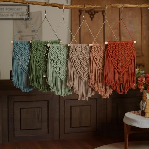 Small Macrame Wall Hanging Decor Boho Tapestry for Bedroom Living Room Dorm Nursery and Office, Cute Aesthetic Wall Art for Small Spaces for Teen Girls and Home Decor (Light Green, 16*10 Inch) - color: Light Green