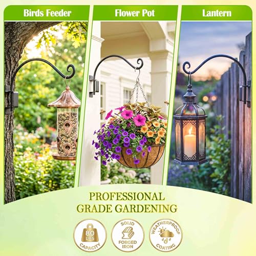 Lifyzoon Swivel Hanging Plant Bracket Outdoor: 22Inch Swivel Plant Hangers Bracket, 80lbs Weight Capacity - Rustproof Swivel Wall Hook for Large Bird Feeder, Birdhouse, Wind Chimes - size: 22 Inch