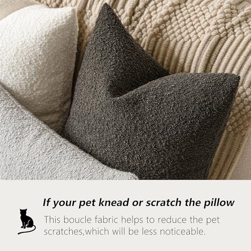 Foindtower Set of 2, Decorative Textured Boucle Throw Pillow Covers Accent Solid Pillow Cases Neutral Soft Cozy Couch Cushion Case for Chair Sofa Bedroom Living Room Home Decor 16 x 16 Inch Dark Brown - color: Dark Coffee, size: 16" x 16" (Pack of 2)