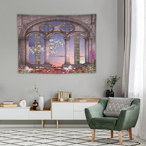 Houselerax Gothic Tapestry,Antique Victorian Style Floral Garden Wall Hanging Decor Tapestries for Bedroom Living Room 60"x40" - color: Gothic-10, size: W60xL40in