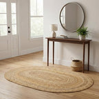 Super Area Rugs Boho Oval Jute Rug - All Natural Soft Jute Braided Hand-Woven Rug Natural Beige 3' X 5' - color: Natural, size: 3' x 5' (Oval)