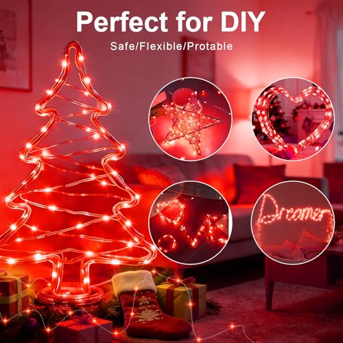 AIKEI 6 Pack LED Fairy Lights with Timer Battery Operated, Mini String Lights with Remote Waterproof 7ft 20 Led Firefly Starry Lighting for Wedding Party Bedroom Garden Christmas Decoration Red - color: Red, size: 6PCS-REMOTE