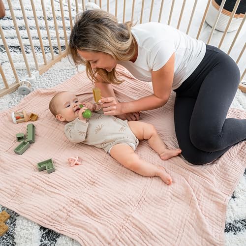 Comfy Cubs Muslin Baby Blanket - Soft, Lightweight, 6-Layer Cotton Swaddle Blankets for Newborns, Infants & Toddlers - 40" x 40" Large, Breathable & Versatile for Sleeping & Tummy Time - Blush - color: Blush, size: Baby - 40" X 40"