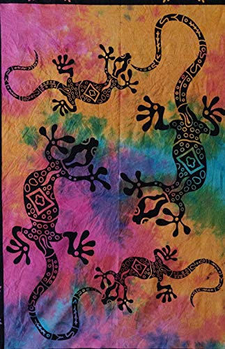 ICC Lizard Iguana Reptile Poster Hippie Decor Tapestry Wall Hanging Trippy Tie Dye Tapestries Bohemian Art psychedelic Small Hippie Rasta Living Room Hippy Tablecloth Tapestry 30x40 inches