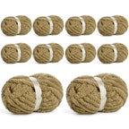 10 Pack Jumbo Chenille Yarn for Crocheting, #10 Super Bulky Baby Soft Yarn for Hand Knitting, 220 yds /70.5 oz Fluffy Chunky Knit Throw Blanket Yarn (Khaki) - color: Khaki