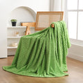 Puncuntex Flannel Fleece Throw Blanket Apple Green 50"×60",Super Soft Plush Cozy Blanket with Square Grid Design Luxury for Couch Sofa Chair - color: Apple Green, size: 50"×60"