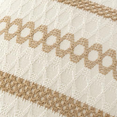MIULEE Set of 2 Neutral Boho Decorative Pillow Covers 18x18 Inch Farmhouse Rustic Couch Throw Pillows Modern Spring Cotton Cushion Covers Retro Cute Macrame Woven Home Decor for Bed Sofa Chair - color: Neutral, size: 18" x 18" (Pack of 2)