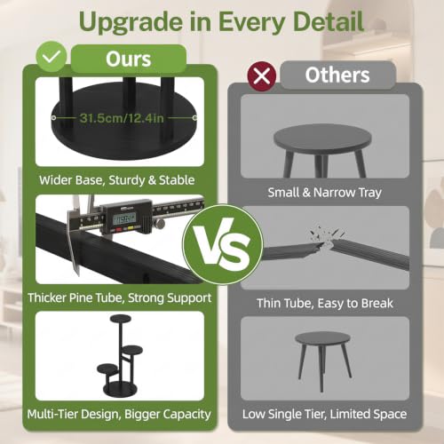 iDavosic.ly 3 Tier Plant Stand Indoor, Tiered Corner Wood Multiple Flower Holder Shelf, Tall Orchid Display Rack for Living Room Bedroom, Black - color: Pine Black, size: 3 Tiers
