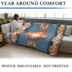 Pure Country Weavers Sunset Canyon - Western Tapestry Throw Blanket Woven from Cotton - Made in The USA (72x54) - color: Blue Jean