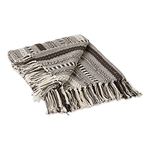 DII Braided Striped Decorative Throw Blanket, 50x60, Dark Brown - color: Dark Brown