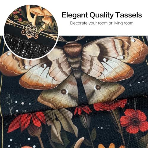 ARTCREATOR Pack of 2 Witchy Gothic Wall Bedroom Decor Moth Moon Tapestry Skull Mushroom Vertical Tapestries Retro Floral Flowers Tapestries for Bedroom Aesthetic Alt Room (12.8 x 51.2 inches) - color: colours