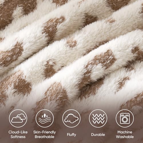 Snuggle Sac Leopard Luxury Faux Fur Throw Blanket for Couch,Ultra Soft Cozy Plush Fluffy Blanket for Sofa Bedroom Living Room,Beige Leopard,50x60 inches - color: Beige Leopard, size: Throw(50"x60")