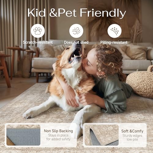 HUGEAR 2x3 Entryway Rug Beige Machine Washable Rug Room Decor Vintage Distressed Small Area Rugs Indoor Door Mat Low Pile Non Slip Carpet for Kitchen Living Bedroom Soft Lightweight - color: A| Beige, size: 2' x 3' (Rectangular)