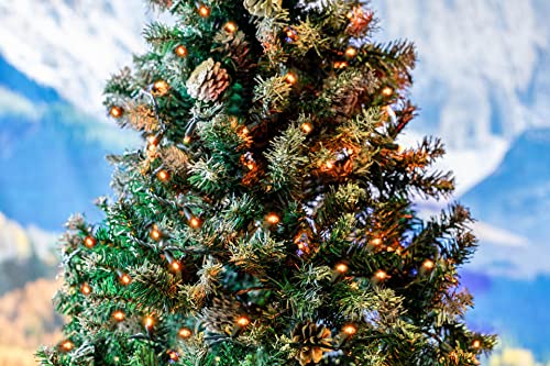 Novelty Lights 25ft 50 LED Amber Christmas Lights Outdoor/Indoor, 6" Spacing, Green Wire String Lights for Festive Xmas Lighting, IP55, UL Listed, Dimmable, Connectable - color: Amber