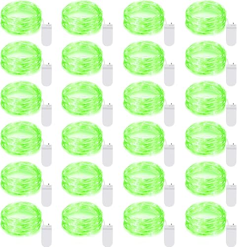 Ineximun 24 Pack LED Fairy Lights Battery Operated 7Ft 20Led Mini String Lights Waterproof Christmas for Mason Jars Bedroom DIY Party Wedding Christmas Decor Green - color: Green